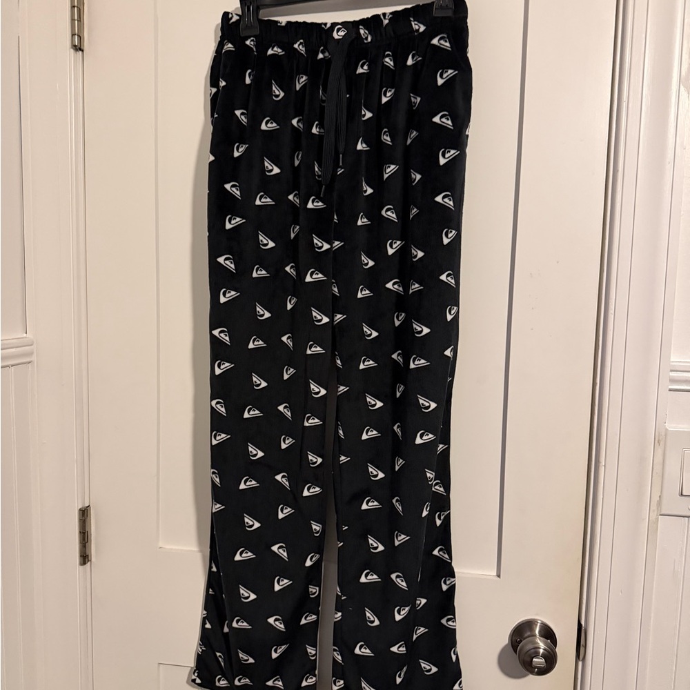 Quiksilver Black Pants with White Logo Pattern